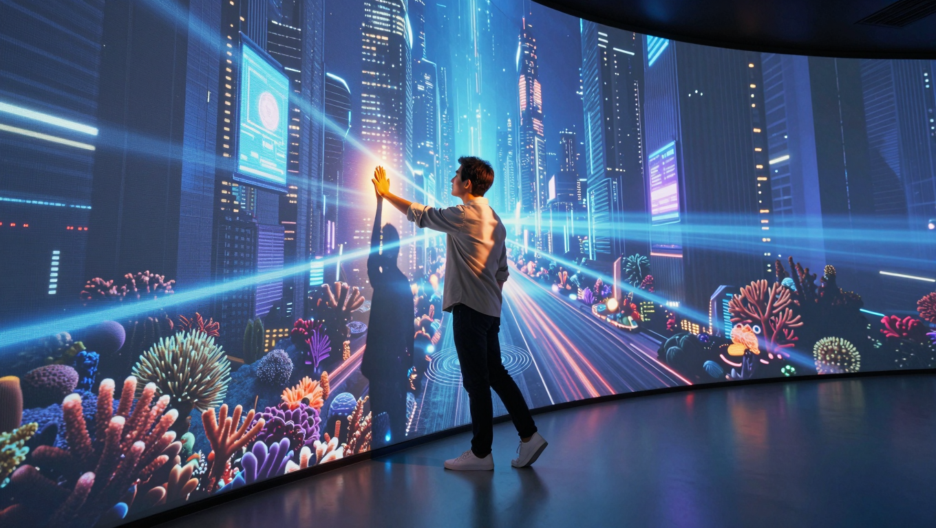 Visual Experience - immersive room, curved display, interactive visuals